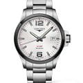Longines Longines Conquest V.H.P. L3.729.4.76.6  L37294766 кварцевые мужские часы белый циферблат, браслет нержавеющая сталь — вид спереди